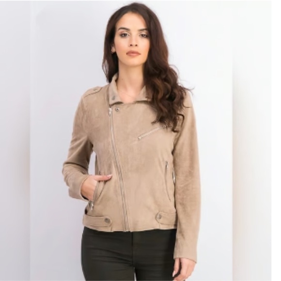 Market & Spruce Faux Suede Zip Moto Jacket - Picture 2 of 8